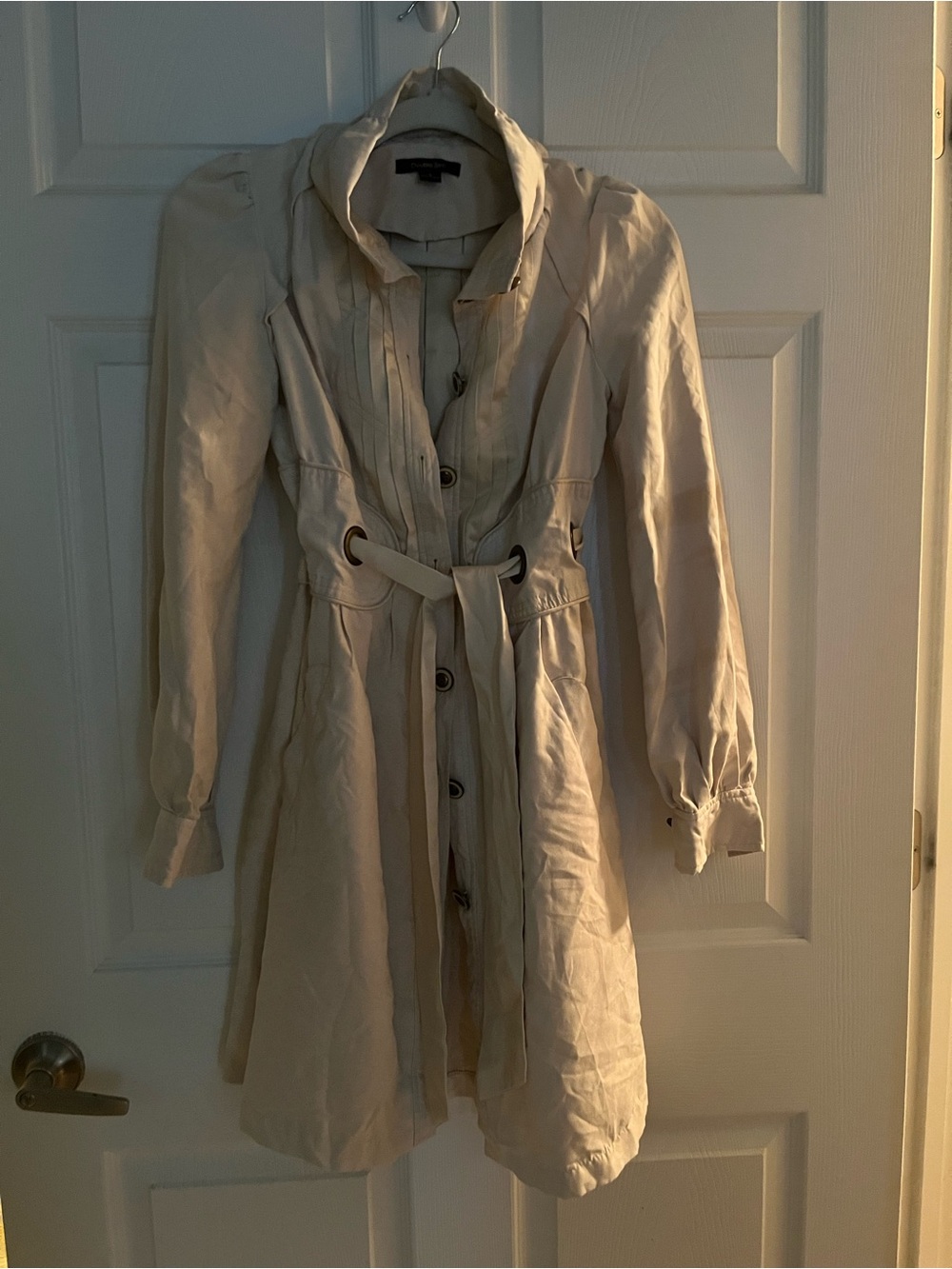 Womens Cream Trench Coat with Belt